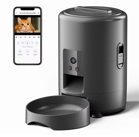 Distributeur automatique de croquettes avec caméra HD – « Nourrissez votre animal à distance en toute sérénité »